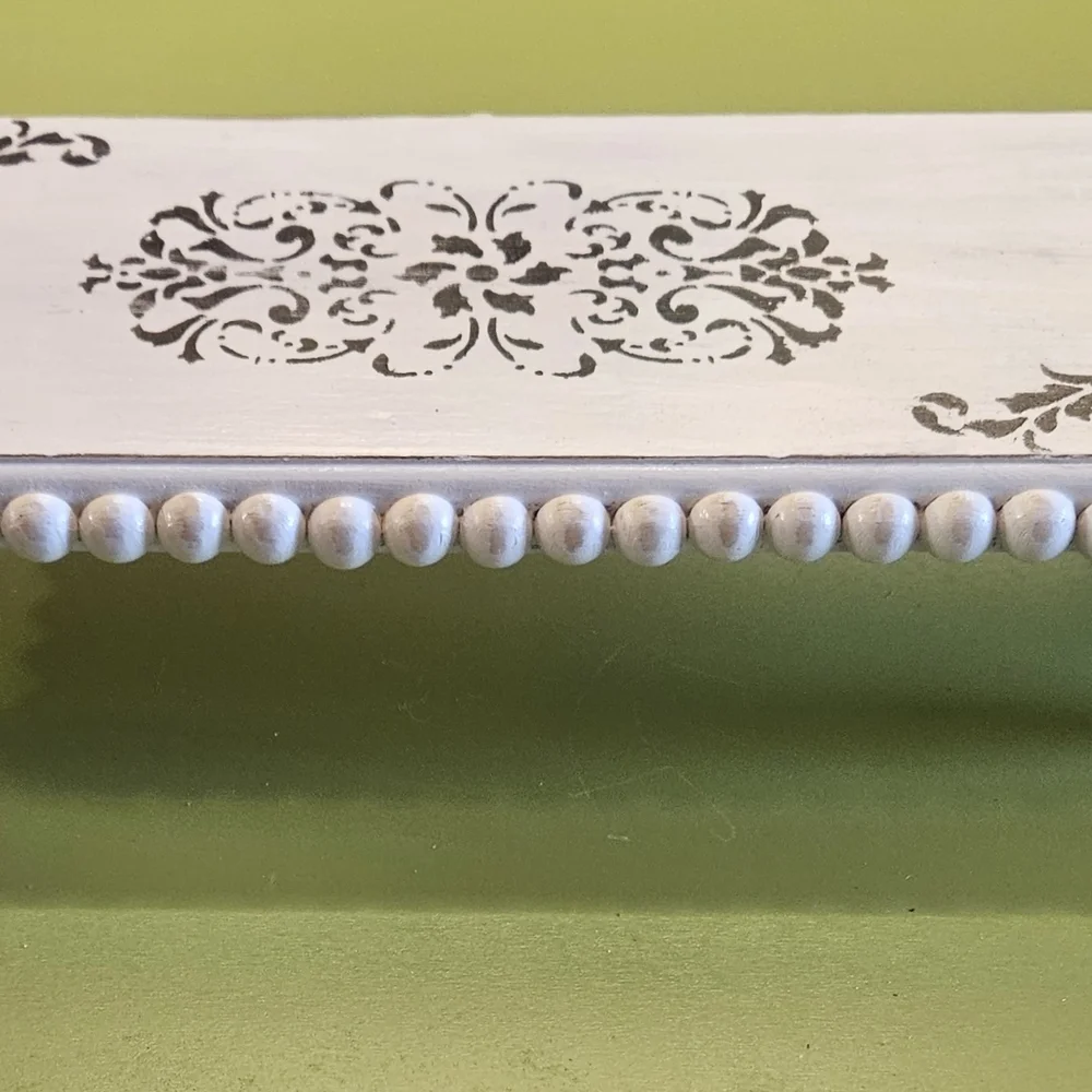 Decorative Distressed White and Black Wooden Tray/Riser - Picture 2 of 6